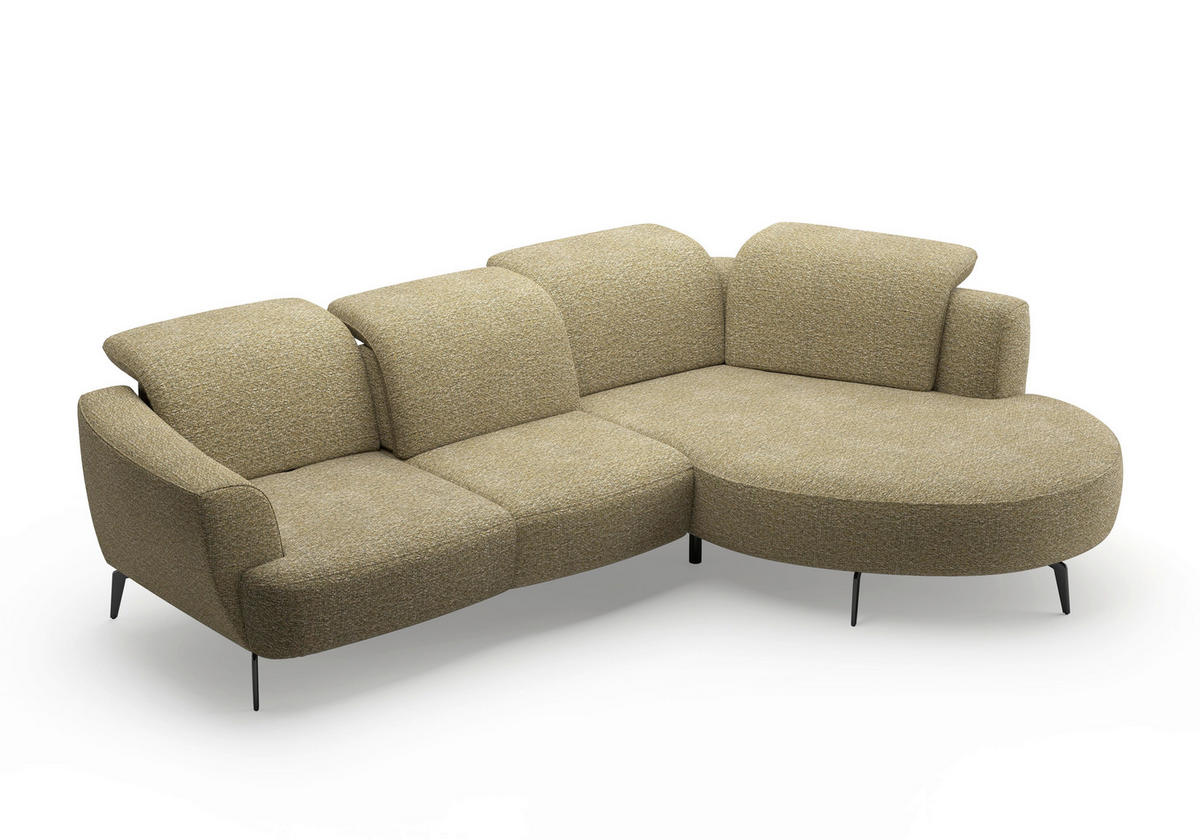 ECKSOFA ZOE E Olivgrün Chenille  - Schwarz/Olivgrün, KONVENTIONELL, Textil/Metall (309/199cm) - Sit & More