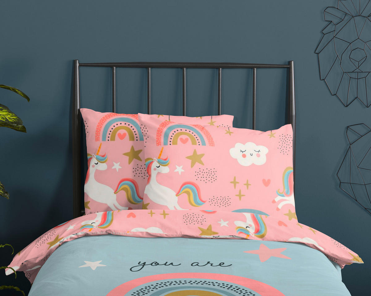 KINDERBETTWÄSCHE 140/200 cm  - Hellrosa/Hellblau, Trend, Textil (140/200cm)