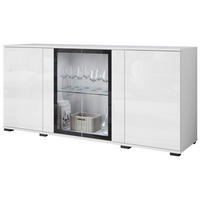 SIDEBOARD 150/69,7/39,5 cm  in Weiss, Weiss Hochglanz  - Weiss Hochglanz/Weiss, Design, Glas/Holzwerkstoff (150/69,7/39,5cm) - Livetastic