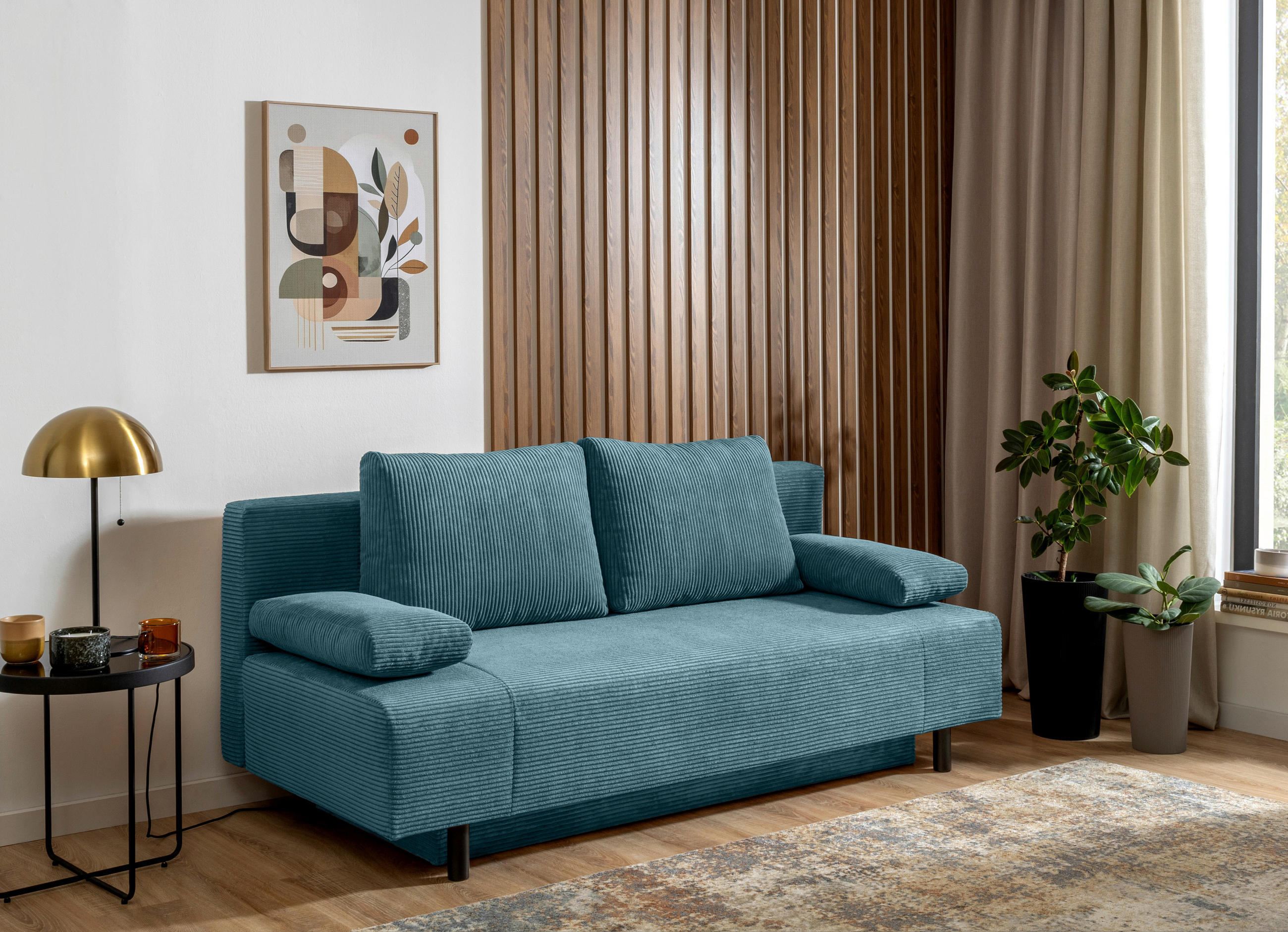 Thumbnail - Mid.you Sofa, Graublau, Holz, Metall, Textil, Buche, 3-Sitzer, Füllung: Silikon, Schaumstoffflocken,Silikon, Schaumstoff...