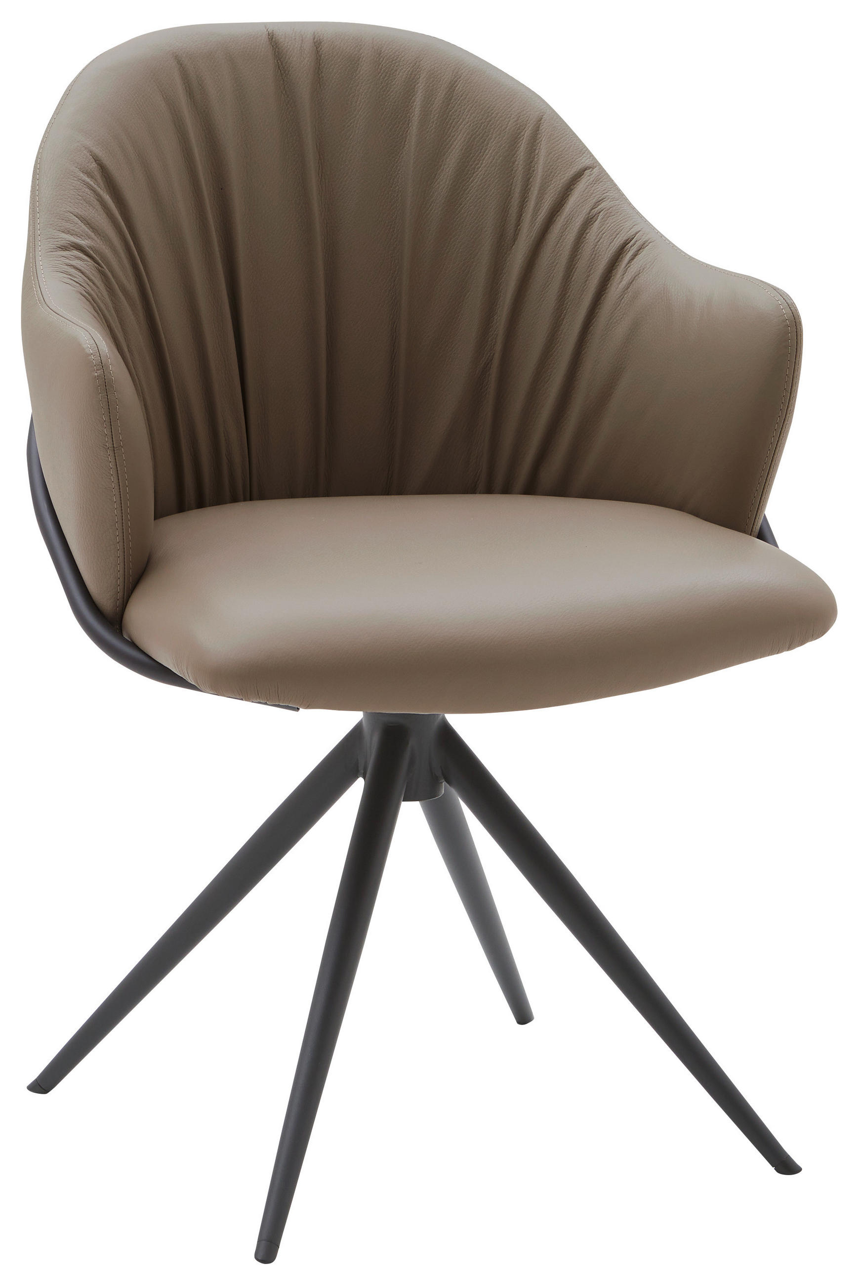 ARMLEHNSTUHL  in Echtleder pigmentiert  - Taupe/Anthrazit, Design, Leder (57/84/44,5cm) - Emilio Belluti