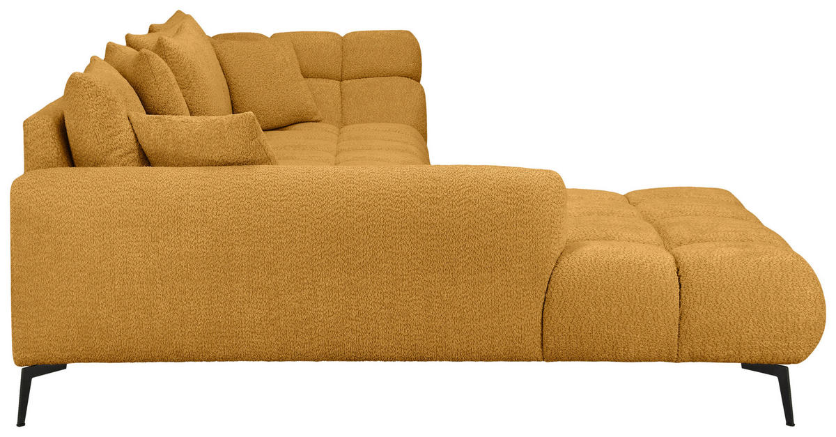 ECKSOFA Currygelb Bouclé Zierkissen, Rückenkissen, Rücken echt  - Currygelb/Schwarz, MODERN, Textil/Metall (217/318cm) - Carryhome