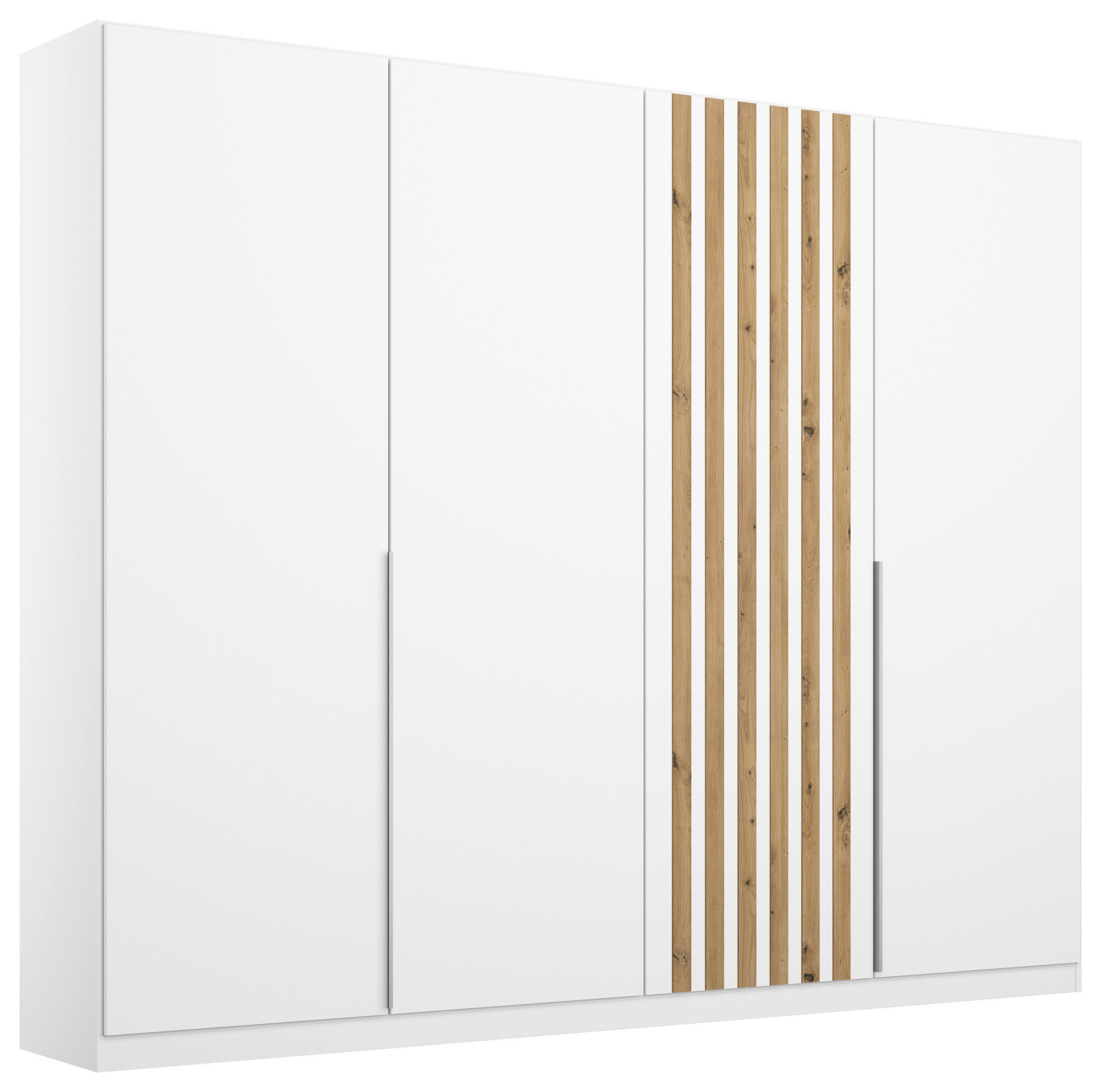 DREHTÜRENSCHRANK in Weiss, Eiche Artisan  - Weiss/Alufarben, Modern, Holzwerkstoff/Metall (226/210/54cm) - Rauch Möbel