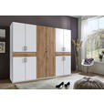 DREHTÜRENSCHRANK  in Weiß, Plankeneiche  - Plankeneiche/Schwarz, KONVENTIONELL, Holzwerkstoff/Kunststoff (270/208/58cm) - Carryhome