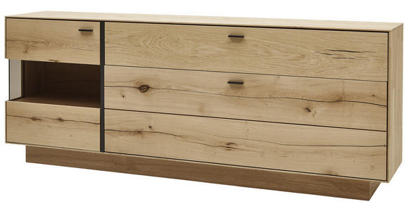 SIDEBOARD 201,9/79,9/41,1 cm - Eichefarben, MODERN, Glas/Holz (201,9/79,9/41,1cm) - Valnatura