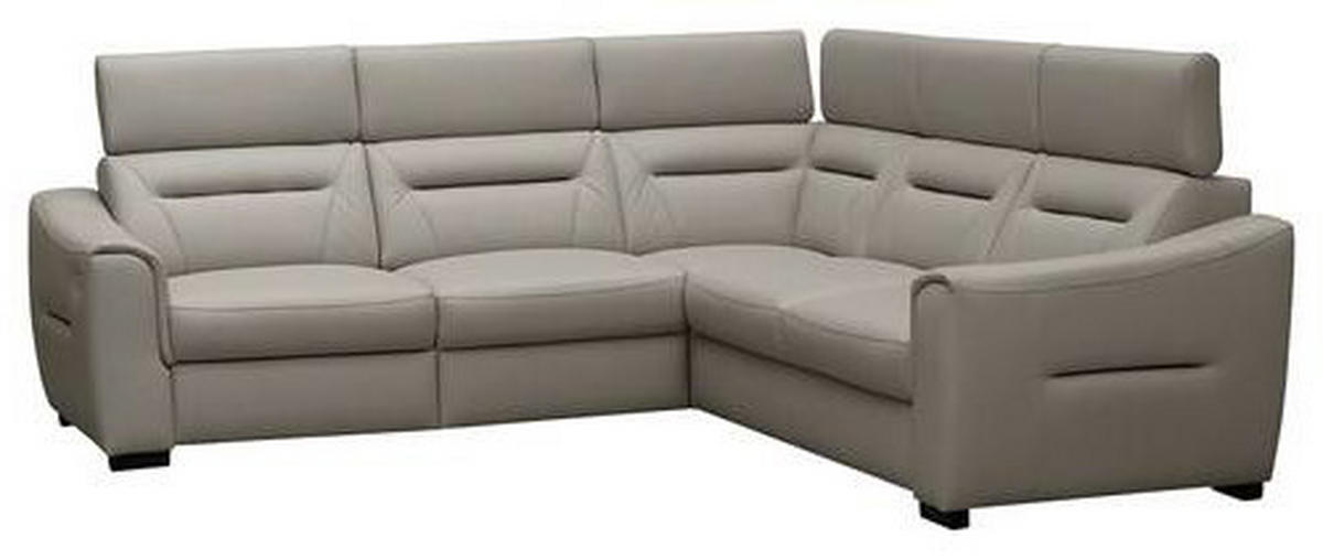 ECKSOFA Schlammfarben Echtleder Lederlook Schlaffunktion, Rücken echt, Relaxfunktion, Kopfteilverstellung  - Wengefarben/Schlammfarben, Design, Leder/Holz (260/260cm) - Celina Home