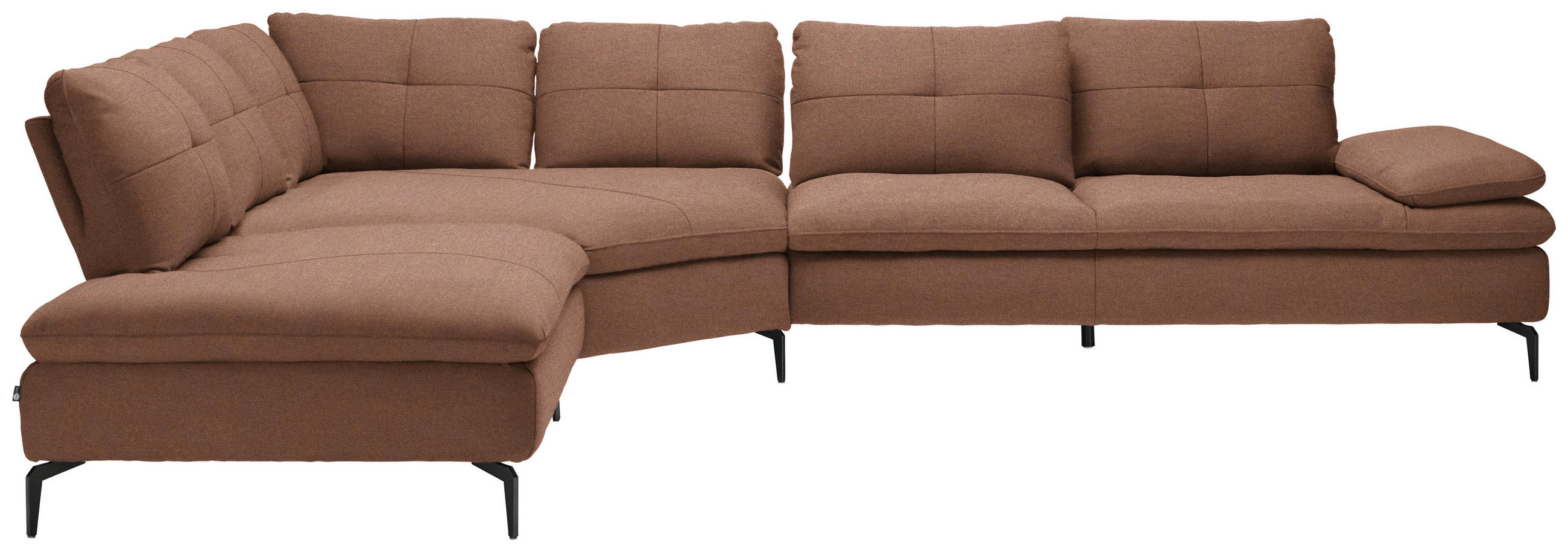 ECKSOFA in Flachgewebe Braun  271/344 cm  - Schwarz/Braun, Design, Textil/Metall (271/344cm) - Chilliano