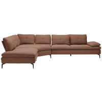 ECKSOFA in Flachgewebe Braun  271/344 cm  - Schwarz/Braun, Design, Textil/Metall (271/344cm) - Chilliano