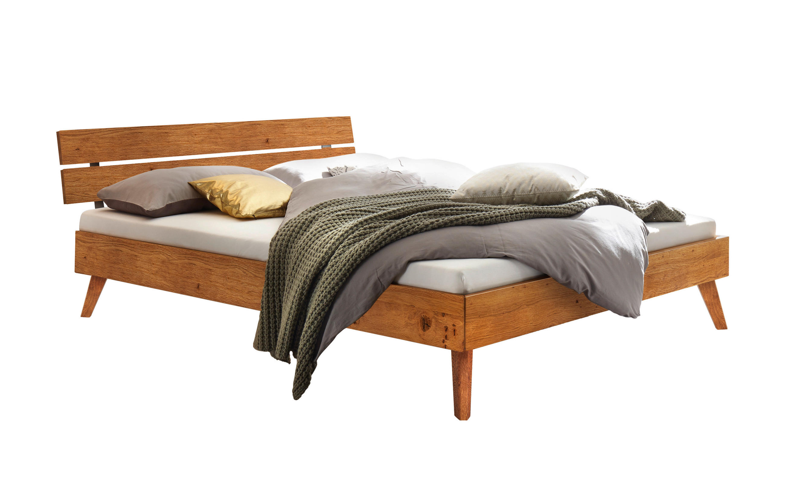BETT 140/200 cm  in Wildeiche  - Wildeiche/Eichefarben, Natur, Holz (140/200cm) - Hasena