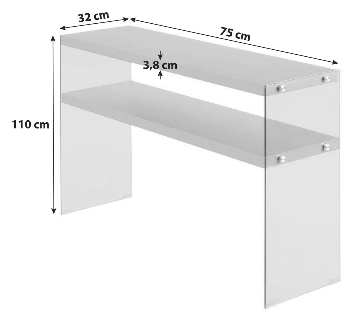 BEISTELLTISCH in Glas, Holzwerkstoff 32/110/75 cm  - Klar/Schwarz, Basics, Glas/Holzwerkstoff (32/110/75cm) - Kayoom