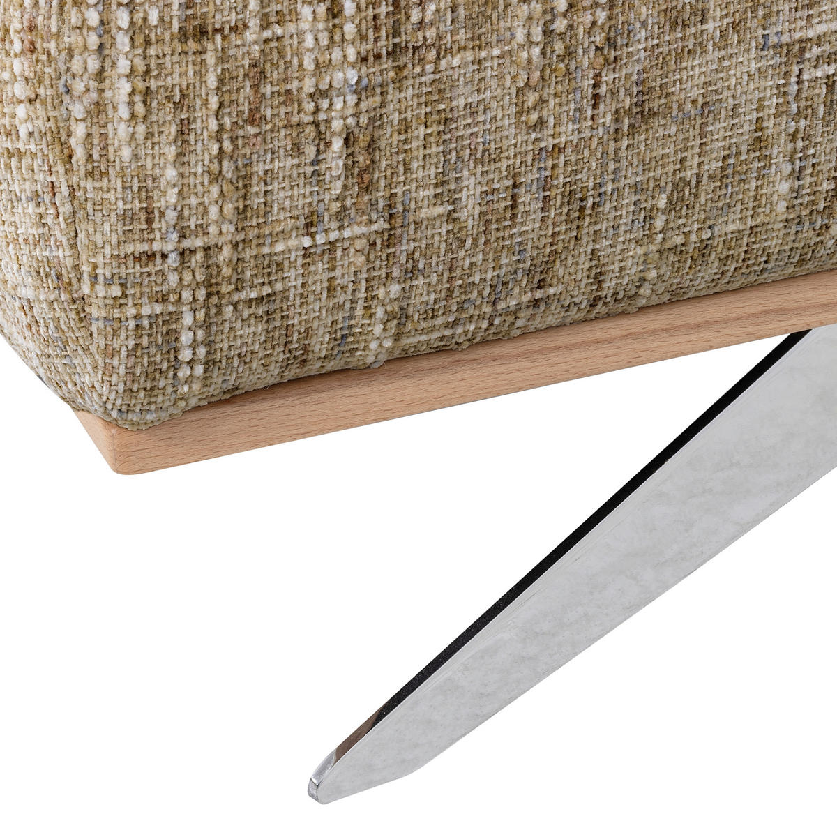 ECKSOFA PORTLAND in Struktur Hellbraun Kopfteilverstellung  295/187 cm  - Chromfarben/Hellbraun, Design, Holz/Textil (295/187cm) - Livetastic