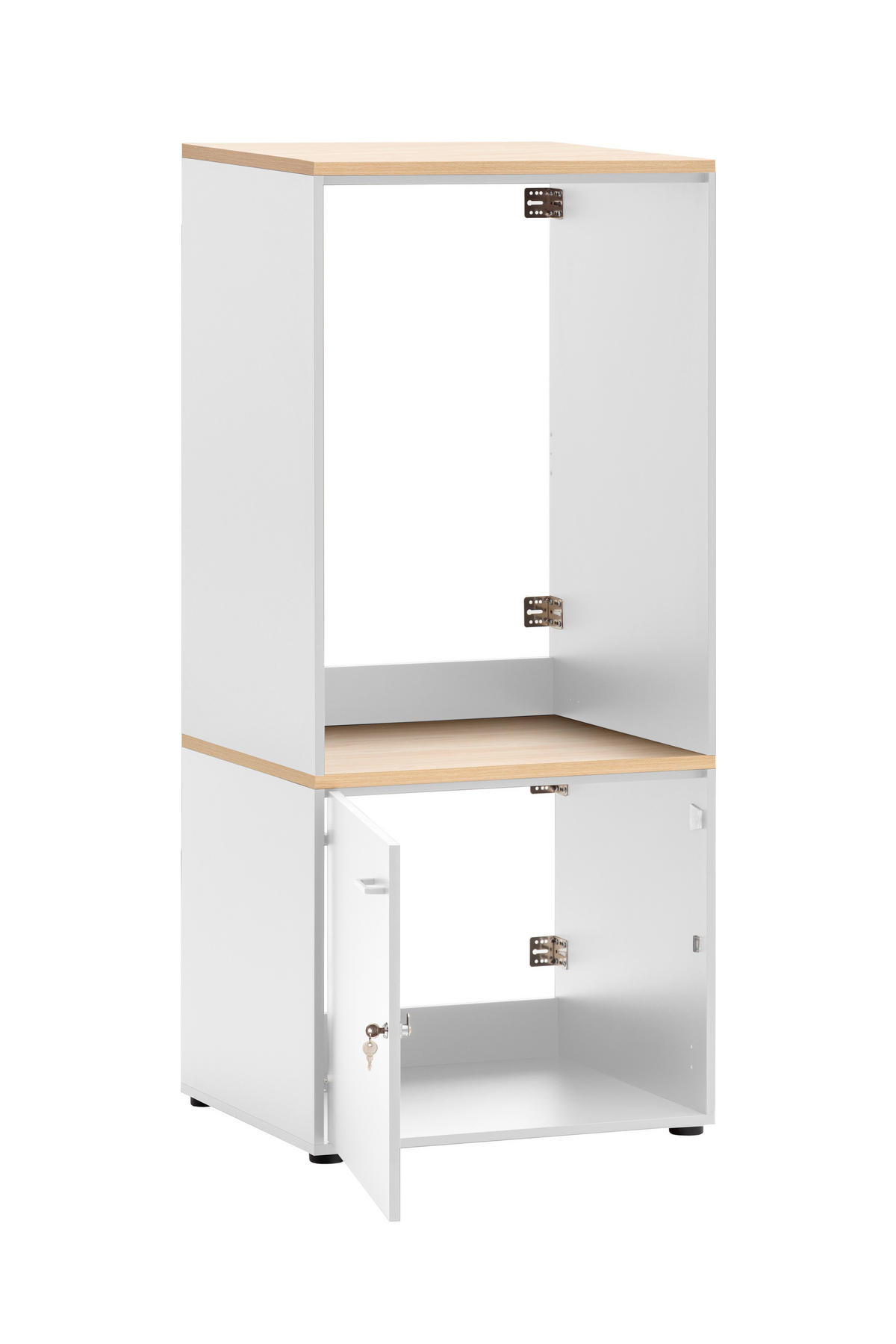 WASCHMASCHINENSCHRANK 67,1/154,7/60 cm  in Eichefarben, Weiß  - Chromfarben/Eichefarben, MODERN, Holzwerkstoff/Kunststoff (67,1/154,7/60cm) - MID.YOU