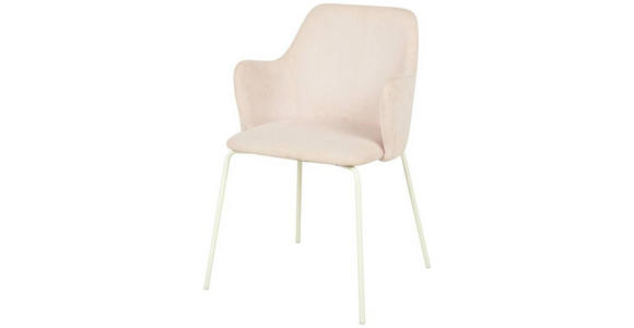 ARMLEHNSTUHL in Eisen Samt - Creme/Rosa, Design, Textil/Metall (53/85/58cm) - Novel
