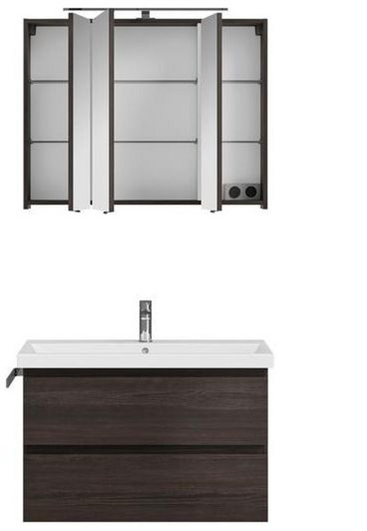 BADRUM 90 cm  - vit/kastanjefärgad, Klassisk, trämaterial/glas (90cm) - Sadena