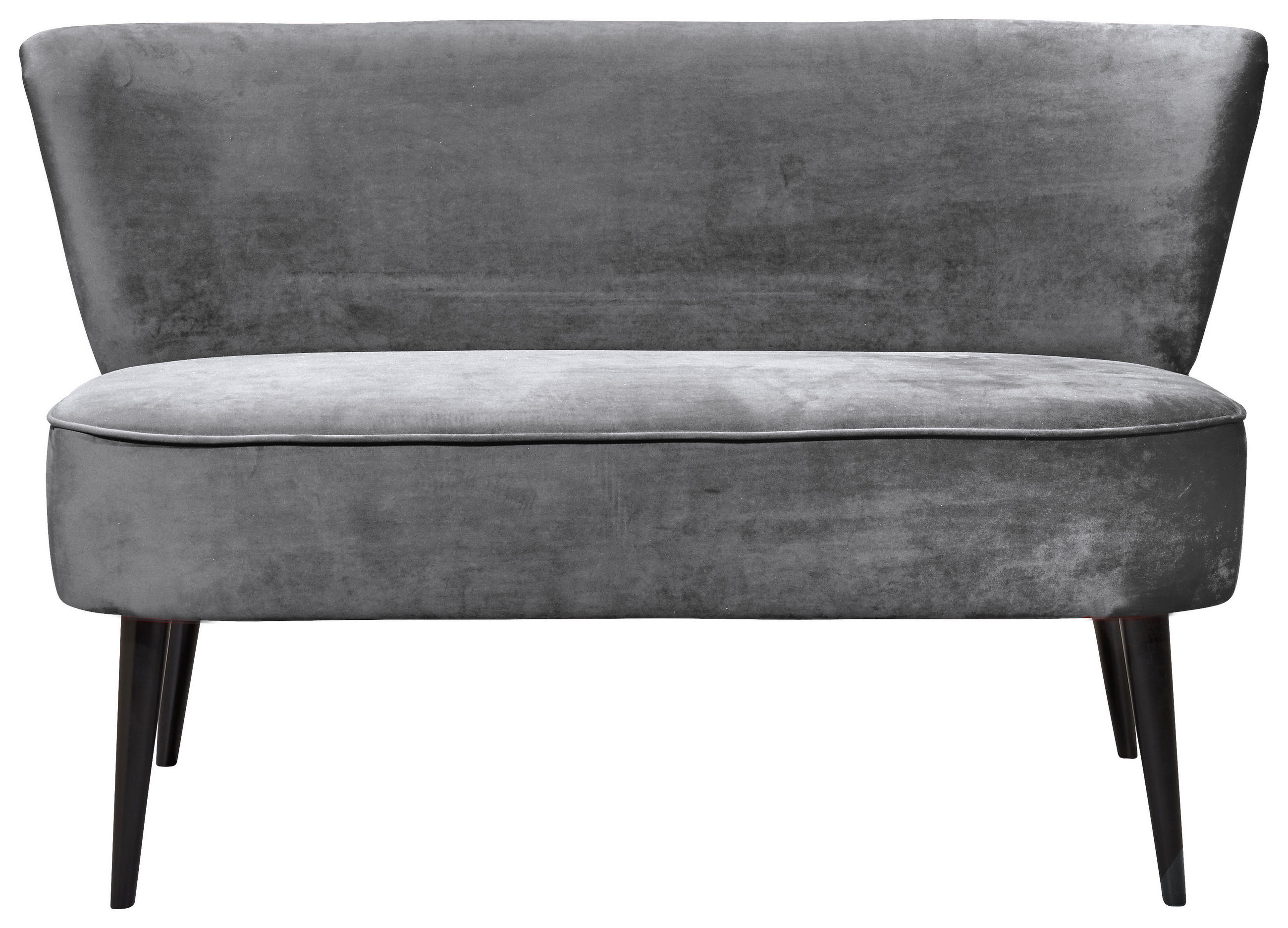 SITZBANK 179/83/75 cm Mikrovelours Grau Holz  - Schwarz/Grau, Trend, Holz/Textil (179/83/75cm) - MID.YOU