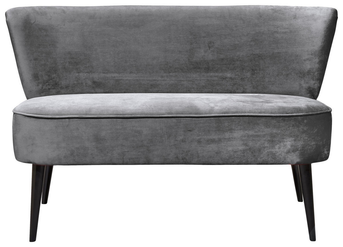 SITZBANK 179/83/75 cm Mikrovelours Grau Holz  - Schwarz/Grau, Trend, Holz/Textil (179/83/75cm) - MID.YOU