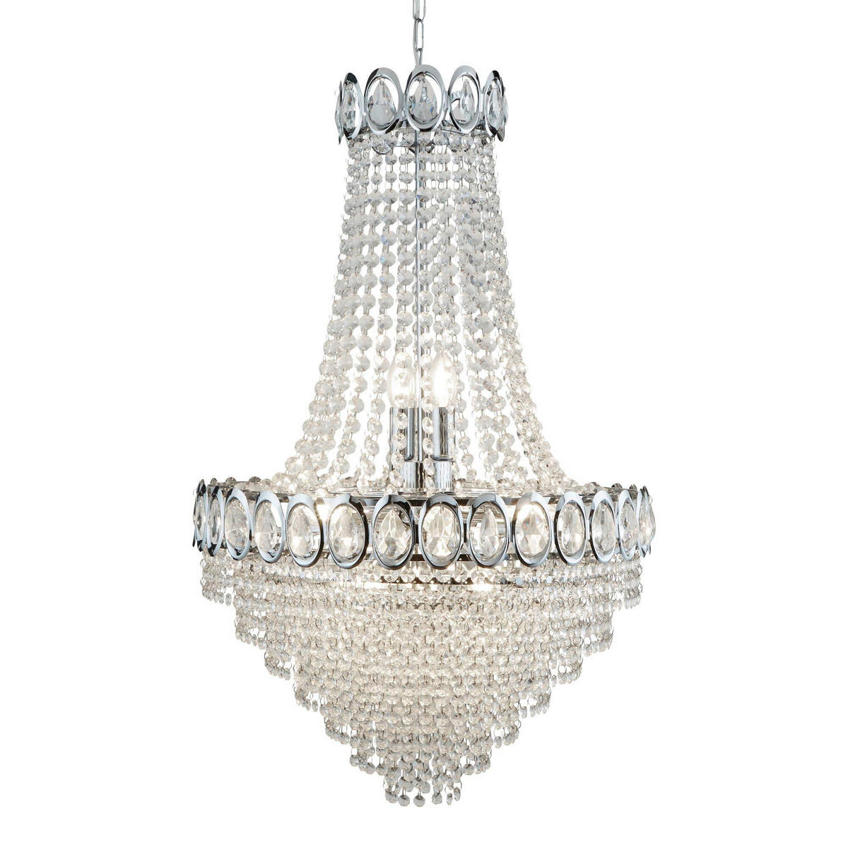 KRISTALL-HÄNGELEUCHTE 54/240 cm   - Chromfarben, LIFESTYLE, Glas/Metall (54/240cm) - Searchlight