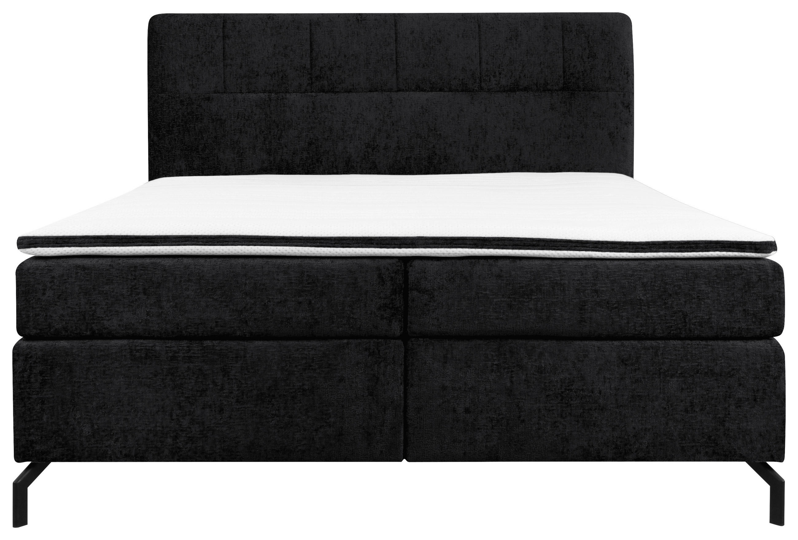 Thumbnail - Esposa Boxspringbett, Schwarz, Textil, H2 + H3, Höhe ca. 17 cm, 160x200 cm, Stoffauswahl, Topper durchgehend, Matratze i...