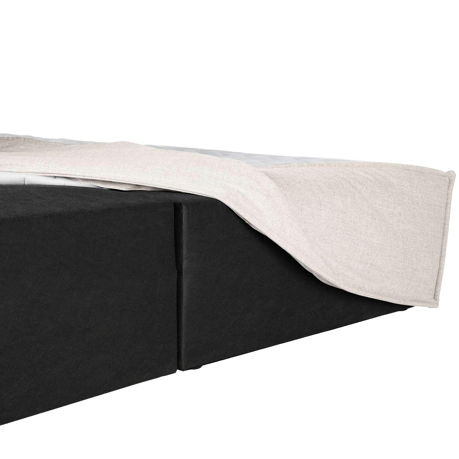 Thumbnail - home24 Boxspringbett, Creme, Textil, H2 + H3, 7-Zonen, Höhe ca. 24 cm, 200x200 cm, Topper durchgehend, Partnermatratze m...