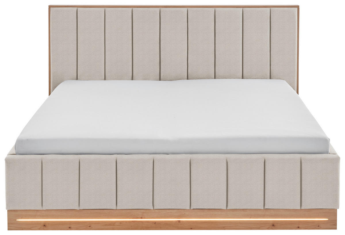 POLSTERBETT Beleuchtung Beige 180/200 cm  - Eichefarben/Beige, Basics, Holzwerkstoff/Textil (180/200cm) - Chameo