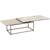COUCHTISCH Metall, Keramik 96-148/56/40 cm  - Weiss/Rostfarben, Design, Keramik/Metall (96-148/56/40cm) - Naos
