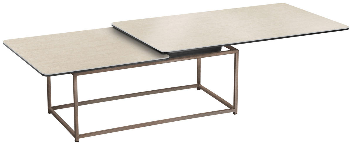 COUCHTISCH Metall, Keramik 96-148/56/40 cm  - Weiss/Rostfarben, Design, Keramik/Metall (96-148/56/40cm) - Naos