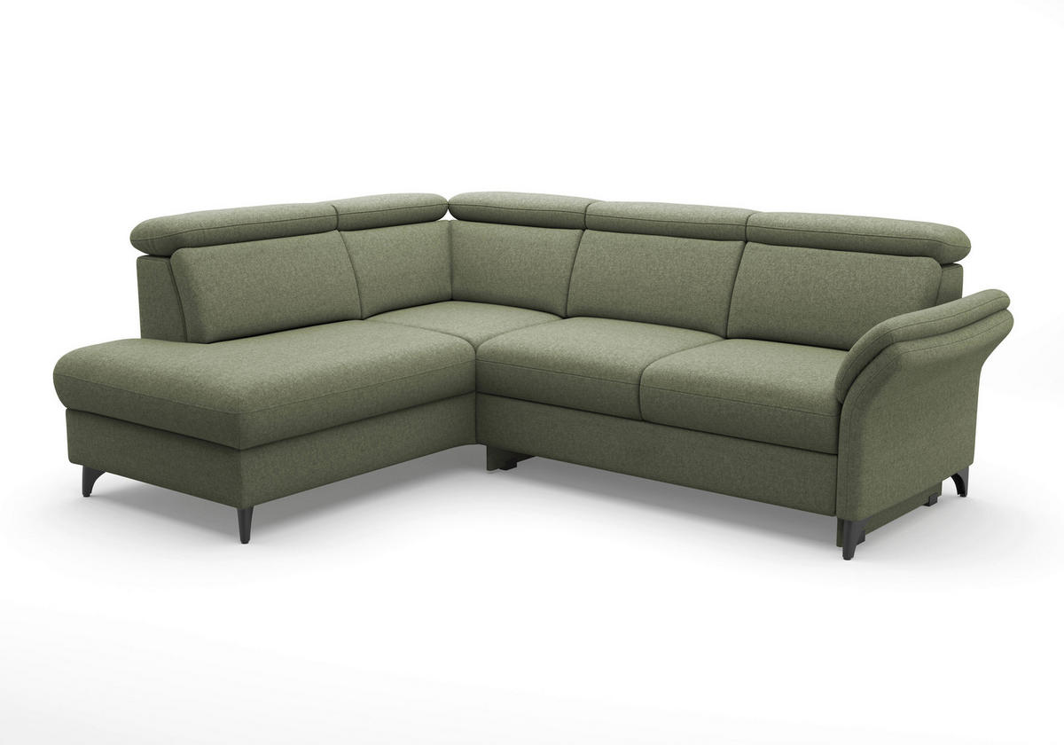ECKSOFA GLENDALE E Olivgrün Flachgewebe  - Schwarz/Olivgrün, KONVENTIONELL, Textil/Metall (193/247cm) - Sit & More