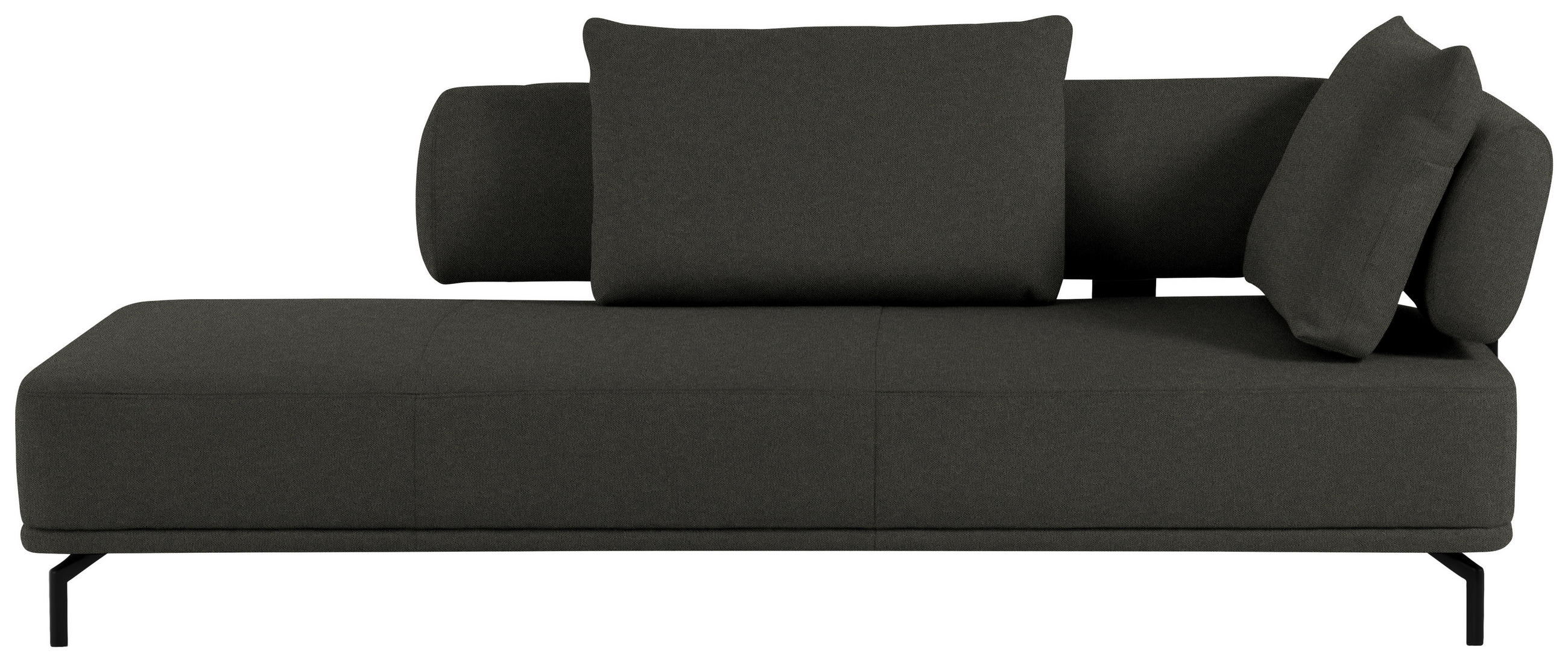RÉCAMIERE in Flachgewebe Dunkelbraun - Dunkelbraun/Schwarz, Design, Textil/Metall (227/89/101cm) - Dieter Knoll
