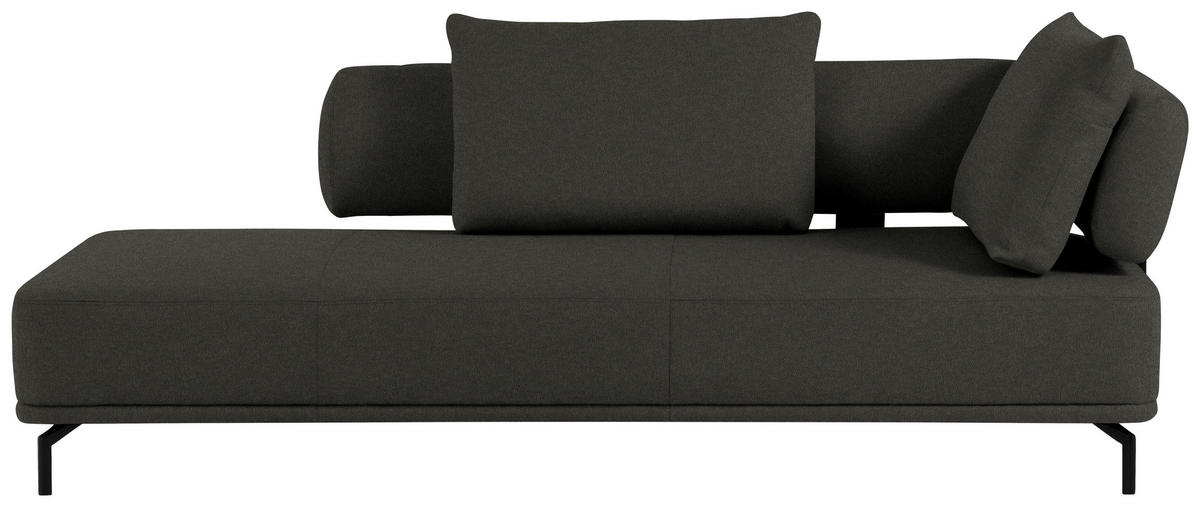 RÉCAMIERE in Flachgewebe Dunkelbraun  - Dunkelbraun/Schwarz, Design, Textil/Metall (227/89/101cm) - Dieter Knoll
