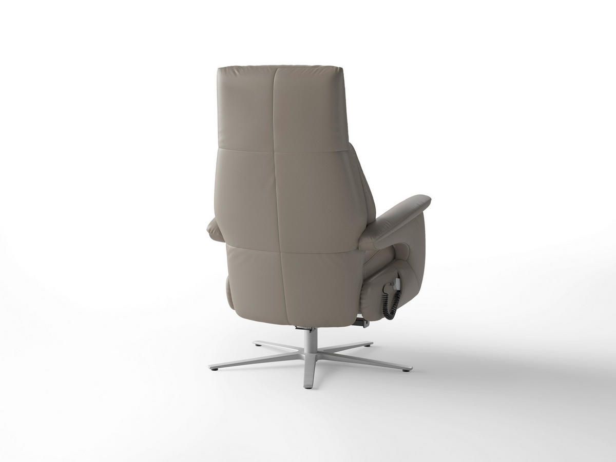 RELAXAČNÍ KŘESLO, kůže, šedá - šedá/barvy stříbra, Basics, kov/kůže (75/110/85cm) - Sit & More