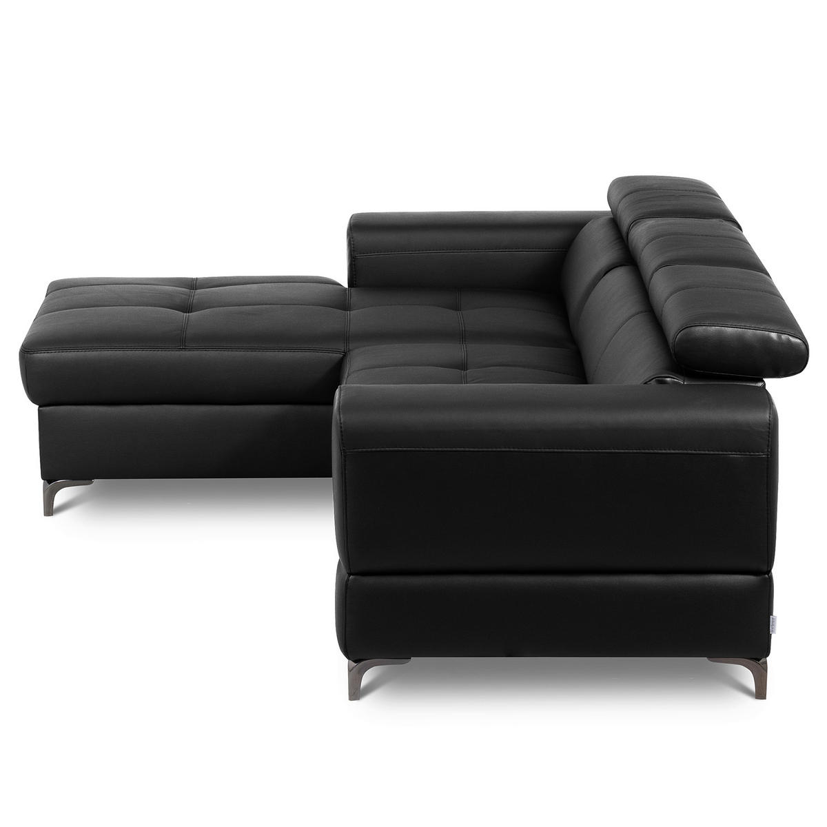ECKSOFA  in Lederlook Echtleder Schwarz  - Schwarz, Design, Leder/Textil (173/247cm) - Livetastic