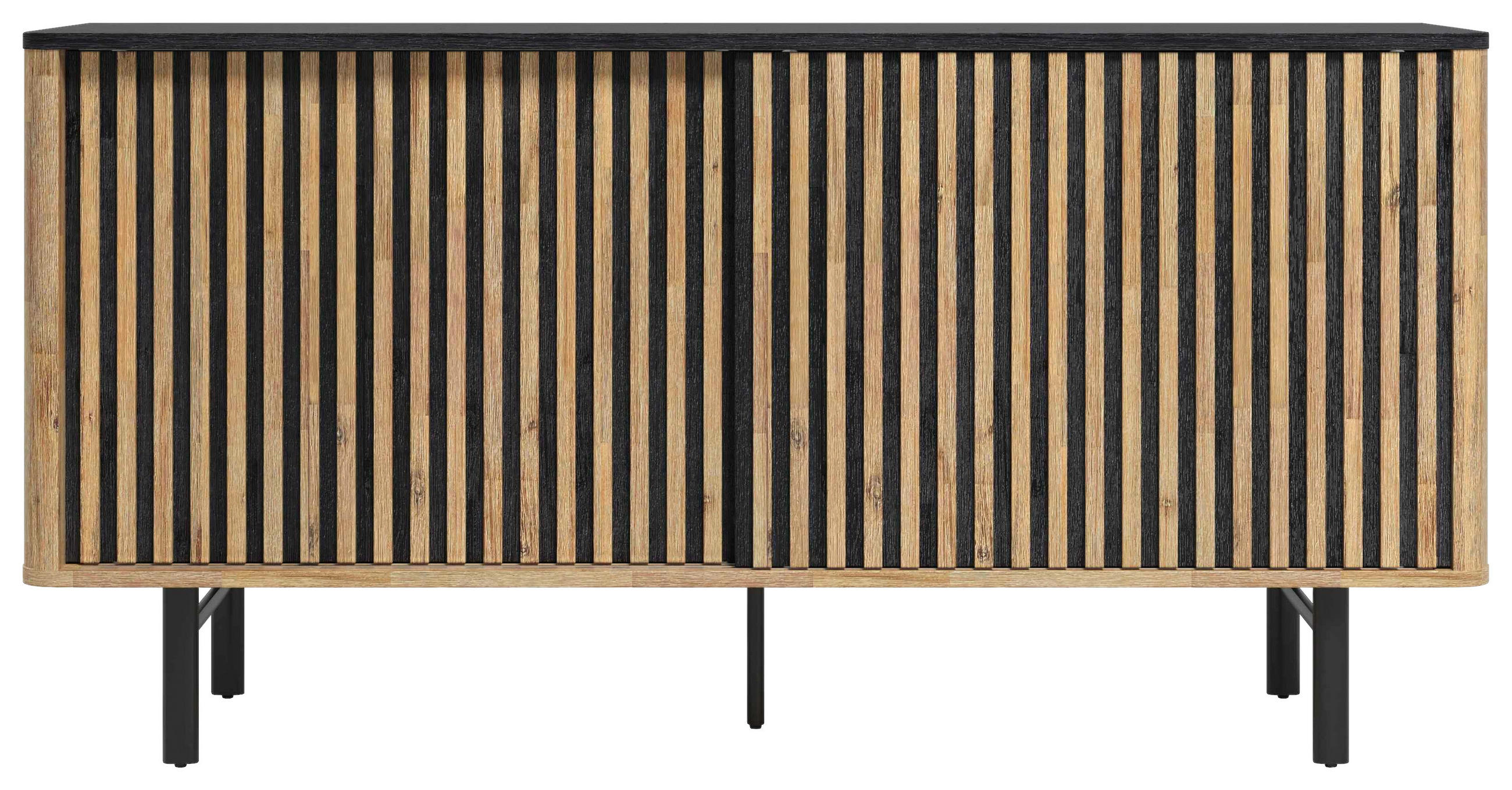ŠIROKÁ KOMODA, akácia, čierna, farba akácie, 160/80,5/45 cm - čierna/farba akácie, Lifestyle, kov/drevo (160/80,5/45cm) - Landscape