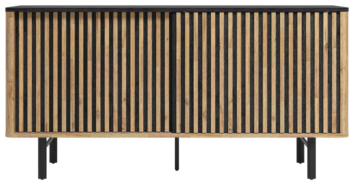 ŠIROKÁ KOMODA, akácia, čierna, farba akácie, 160/80,5/45 cm - čierna/farba akácie, Lifestyle, kov/drevo (160/80,5/45cm) - Landscape