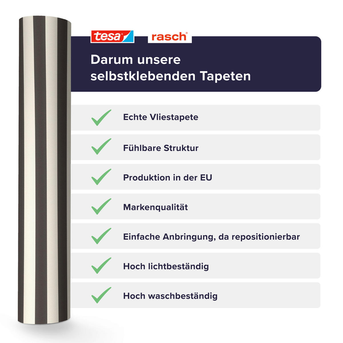 TAPETE - Schwarz, Basics, Textil (600/53cm) - Tesa