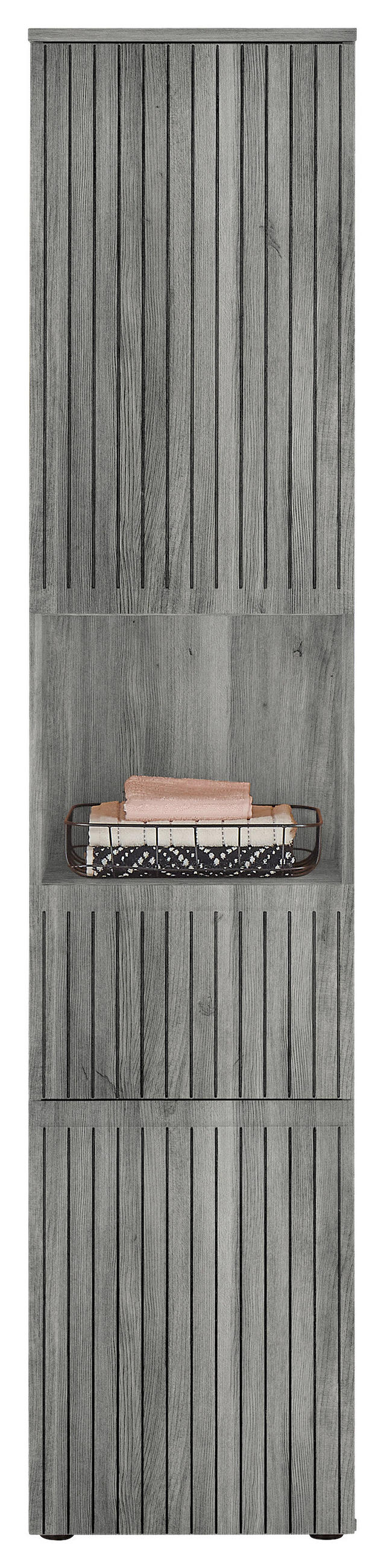 HOCHSCHRANK 40/181/31 cm  - Eiche grau/Schwarz, MODERN, Holzwerkstoff/Kunststoff (40/181/31cm) - MID.YOU