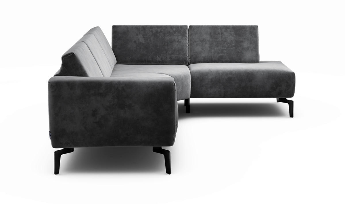 ECKSOFA Cosy Anthrazit Samt  - Anthrazit/Schwarz, Design, Textil/Metall (256/193cm) - SENSOO