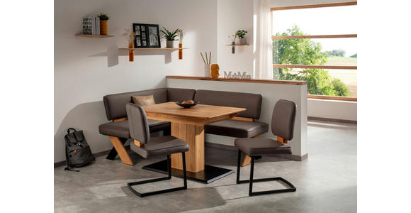 ECKBANK 145/188 cm Flachgewebe Dunkelgrau Eiche massiv   - Wildeiche/Dunkelgrau, KONVENTIONELL, Holz/Textil (145/188cm) - Venda