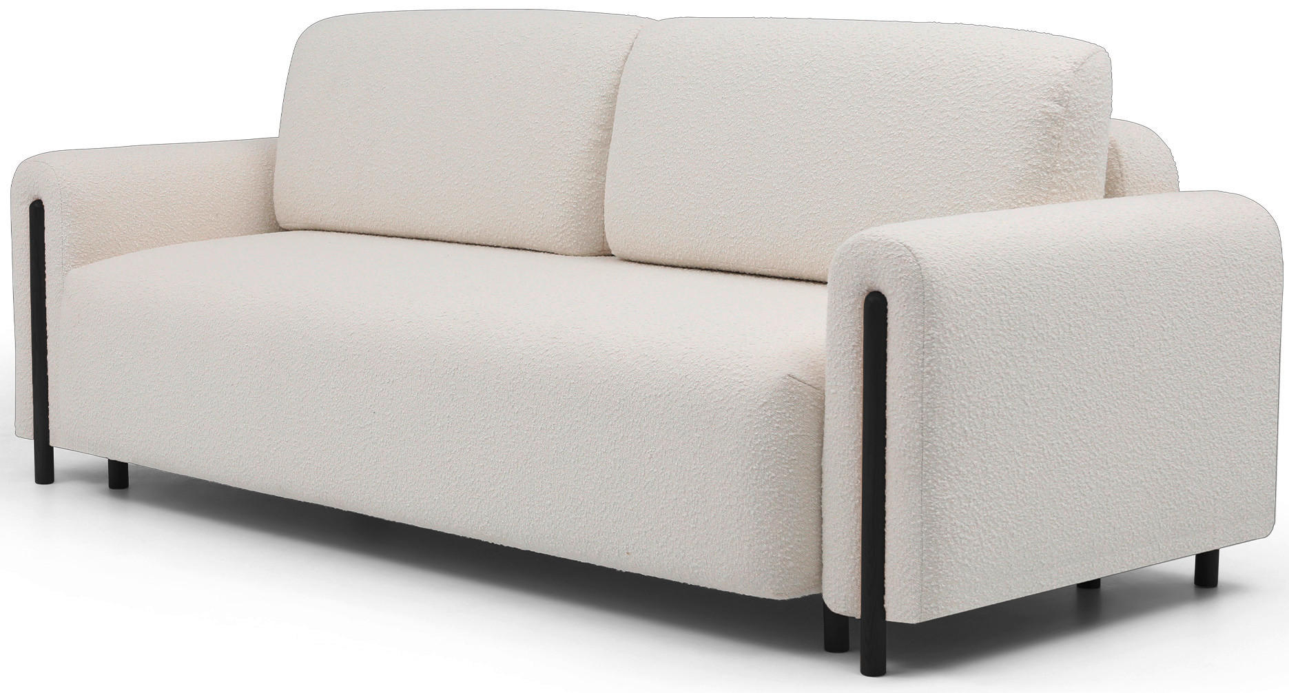 SCHLAFSOFA in Bouclé Creme, Schwarz  - Creme/Schwarz, Design, Holz/Textil (244/97/97cm) - MID.YOU