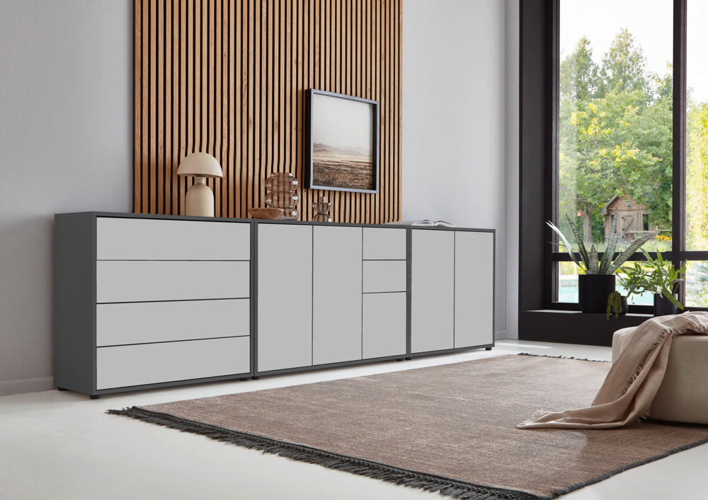 SIDEBOARD  in 263,5/73/33 cm  - Anthrazit/Schwarz, MODERN, Holzwerkstoff (263,5/73/33cm) - MID.YOU