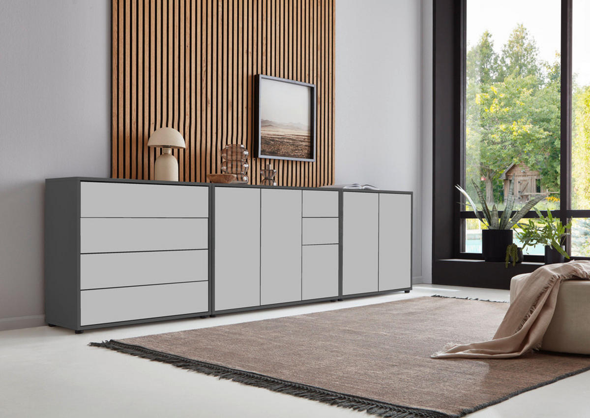 SIDEBOARD  in 263,5/73/33 cm  - Anthrazit/Schwarz, MODERN, Holzwerkstoff (263,5/73/33cm) - MID.YOU