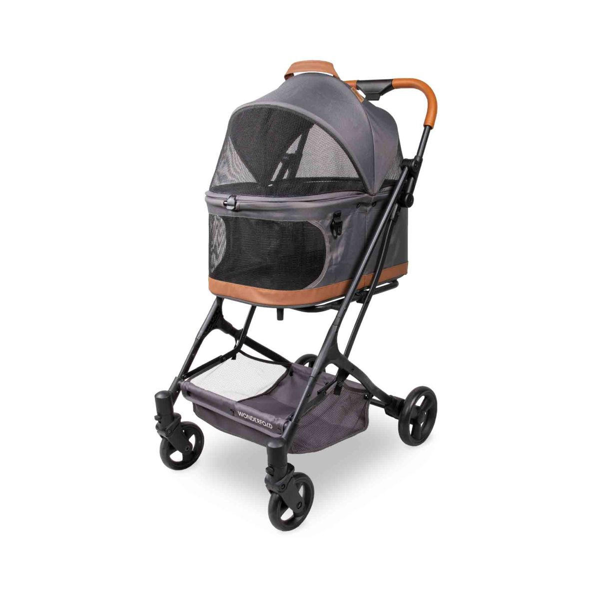 TIER-BUGGY P2 Pet Stroller  - Schwarz/Grau, Basics, Textil/Metall (68/44/100cm) - WONDERFOLD
