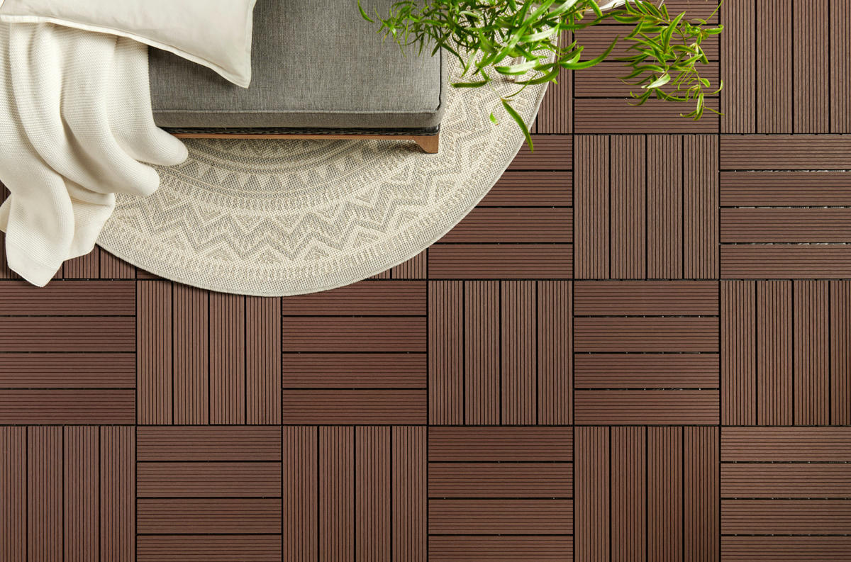 TERRASSENFLIESE 11 Stück  - Dunkelbraun, Basics, Kunststoff (30/30/2cm) - Ambia Garden