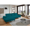ECKSOFA in Chenille, Mikrofaser Petrol  157/299 cm  - Petrol/Schwarz, Design, Textil/Metall (157/299cm) - Dieter Knoll
