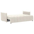 SCHLAFSOFA Plüsch Creme  inkl. Zierkissen, Rückenkissen, Bettkasten, Schlaffunktion, Rücken echt, Liegefläche im Originalstoff  - Creme/Schwarz, KONVENTIONELL, Kunststoff/Textil (200/73/105cm) - Carryhome