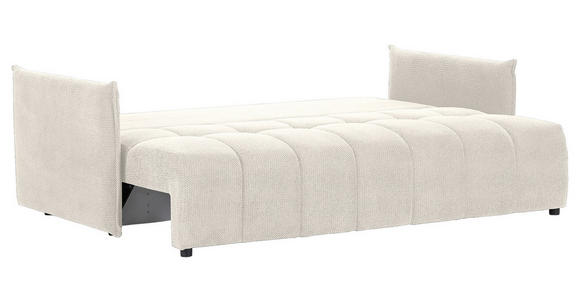 SCHLAFSOFA Plüsch Creme  inkl. Zierkissen, Rückenkissen, Bettkasten, Schlaffunktion, Rücken echt, Liegefläche im Originalstoff  - Creme/Schwarz, KONVENTIONELL, Kunststoff/Textil (200/73/105cm) - Carryhome