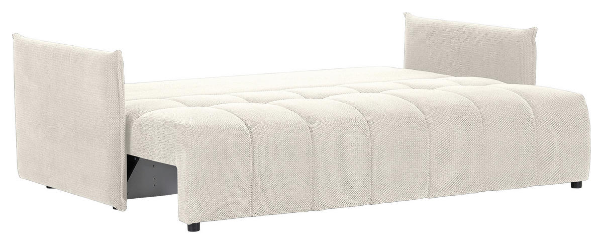 SCHLAFSOFA Plüsch Creme  inkl. Zierkissen, Rückenkissen, Bettkasten, Schlaffunktion, Rücken echt, Liegefläche im Originalstoff  - Creme/Schwarz, KONVENTIONELL, Kunststoff/Textil (200/73/105cm) - Carryhome
