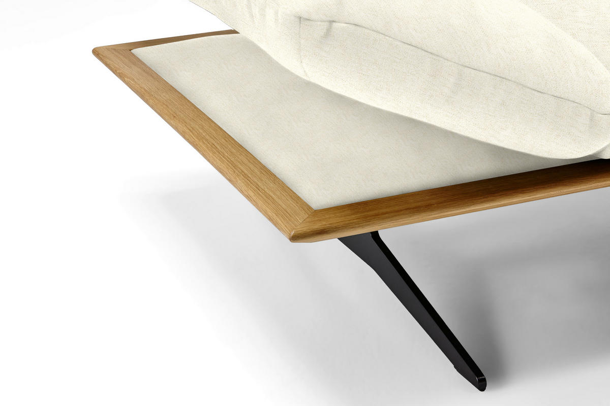 ECKSOFA in Flachgewebe Creme  - Creme/Schwarz, Design, Holz/Textil (314/159cm) - Dieter Knoll