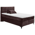 BOXSPRINGBETT 140/200 cm  in Aubergine  - Aubergine/Schwarz, Design, Holzwerkstoff/Kunststoff (140/200cm) - Xora