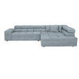ECKSOFA in Velours Hellblau  317/213 cm  - Schwarz/Grau, Design, Kunststoff/Textil (317/213cm) - Hom`in