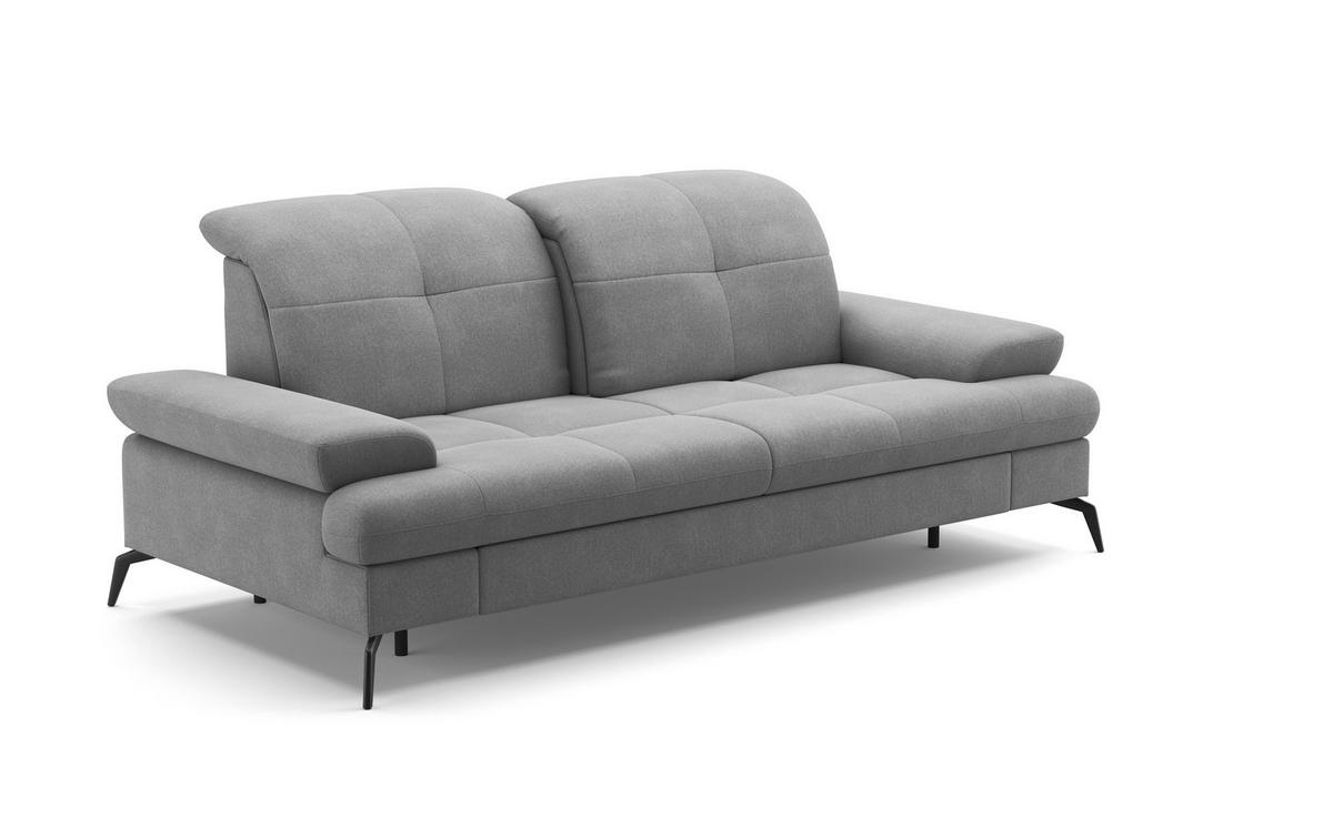 2,5-SITZER in Flachgewebe Grau  - Schwarz/Grau, Konventionell, Textil/Metall (202/90/122cm) - Sit & More